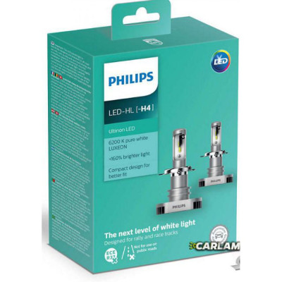 LED лампа Philips H4 LED 11342ULWX2 Ultinon +160% 6200K (2 шт)