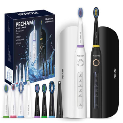 Набор электрических зубных щеток PECHAM Black and White Travel Set PC-084