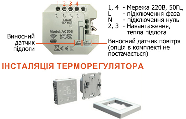 Схема подключения Castle AC506H Wi-Fi