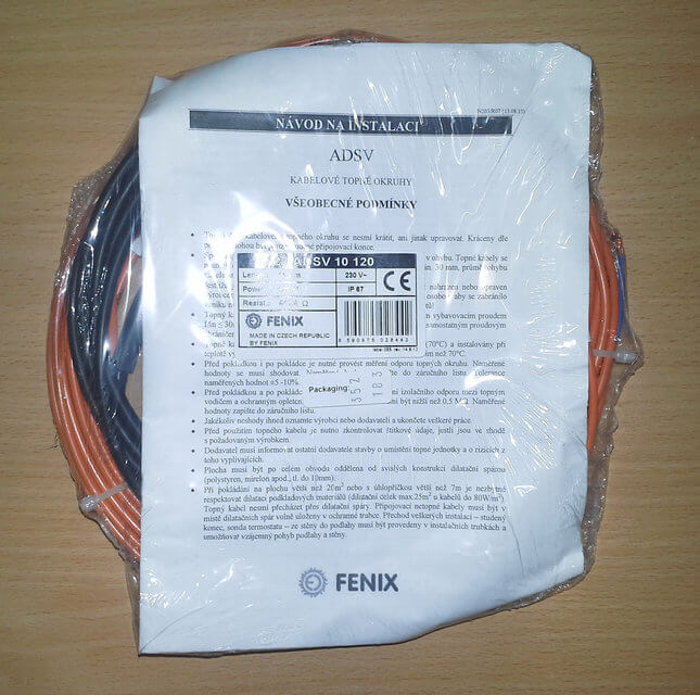 Фото Тёплый пол Fenix ADSV 10600 двухжильный кабель 600 Вт, 3,8 - 5,1 м² в интернет-магазине Тепла Хатка. Фото N4